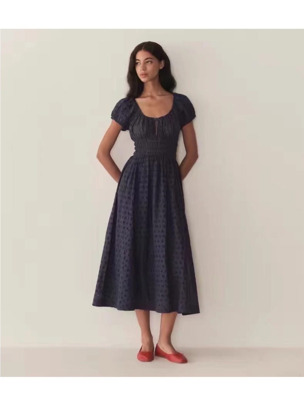 Doen Quinn Navy Eyelet Dress